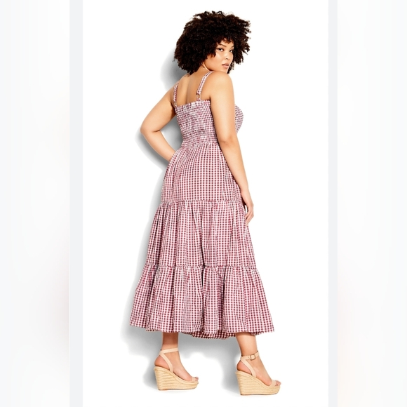 City Chic Plus Size Gingham Maxi Dress Sz 24 - Picture 1 of 9